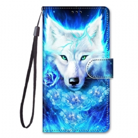 Θήκη Flip Samsung Galaxy M53 5G με κορδονι Lanyard Wolf