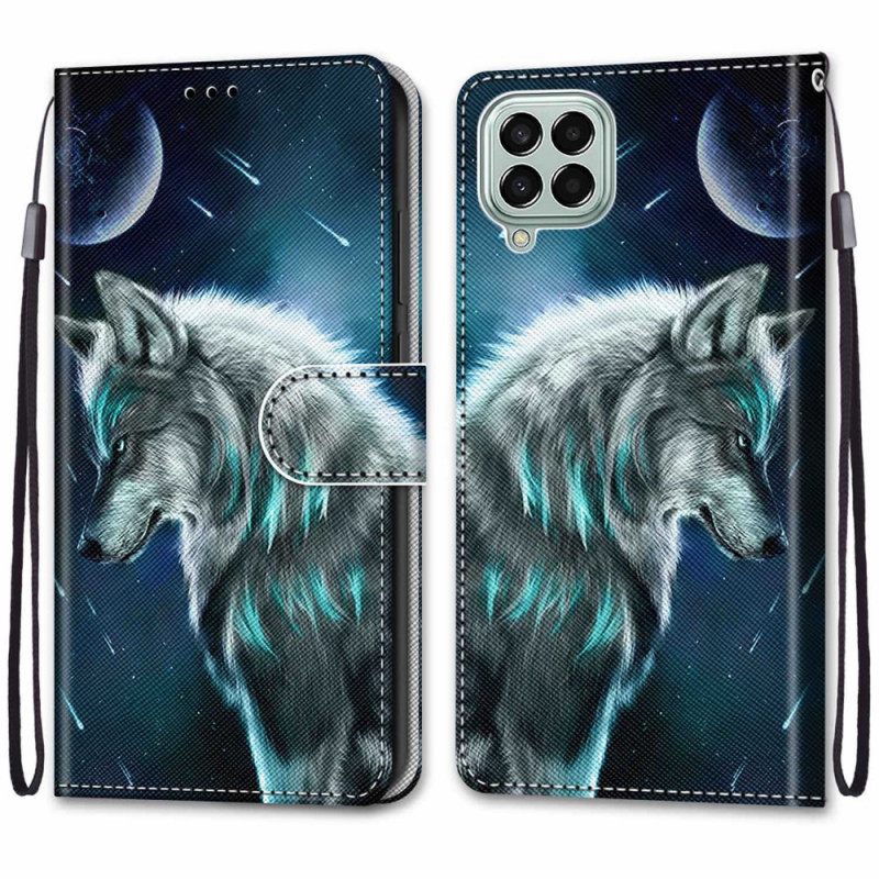 Θήκη Flip Samsung Galaxy M53 5G με κορδονι Lanyard Wolf