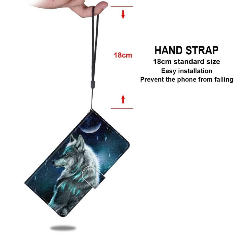 Θήκη Flip Samsung Galaxy M53 5G με κορδονι Lanyard Wolf