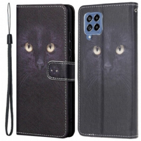 Θήκη Flip Samsung Galaxy M53 5G με κορδονι Strappy Cat Eyes