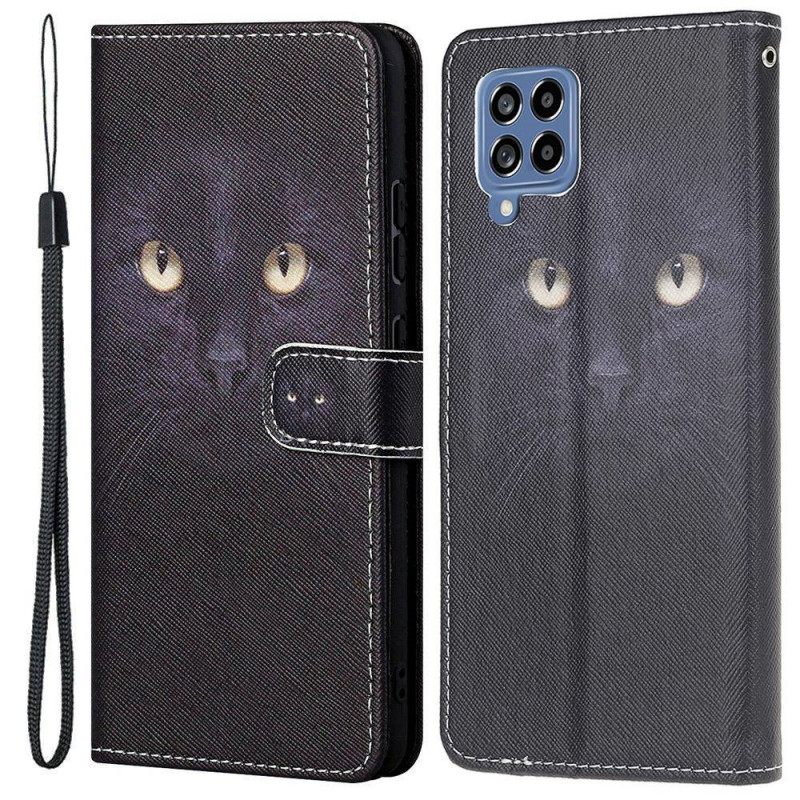 Θήκη Flip Samsung Galaxy M53 5G με κορδονι Strappy Cat Eyes