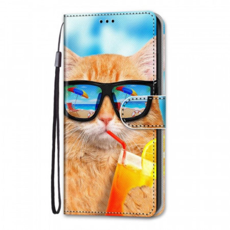 Θήκη Flip Samsung Galaxy M53 5G με κορδονι Strappy Star Cat