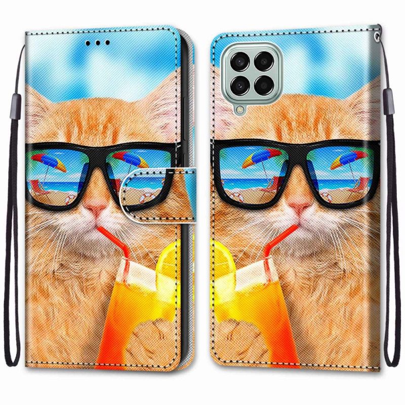 Θήκη Flip Samsung Galaxy M53 5G με κορδονι Strappy Star Cat