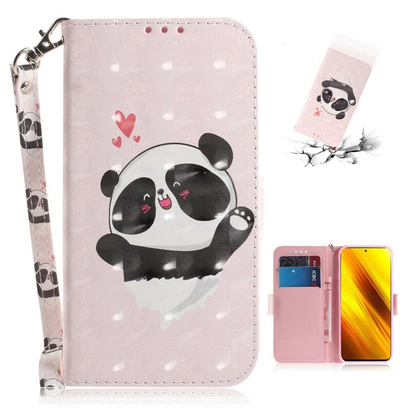 Κάλυμμα Poco X3 / X3 Pro / X3 NFC με κορδονι Panda Love With Lanyard