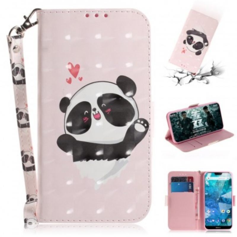 Κάλυμμα Nokia 7.1 με κορδονι Panda Love With Lanyard