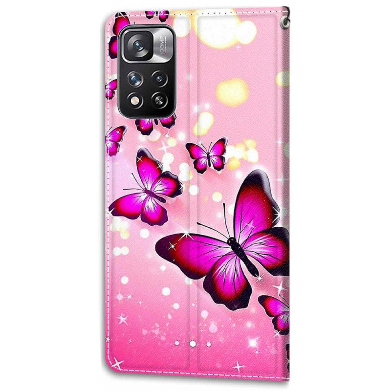 Κάλυμμα Xiaomi Redmi Note 11 Pro Plus 5G με κορδονι Ανεμιστήρας Strap Butterflies