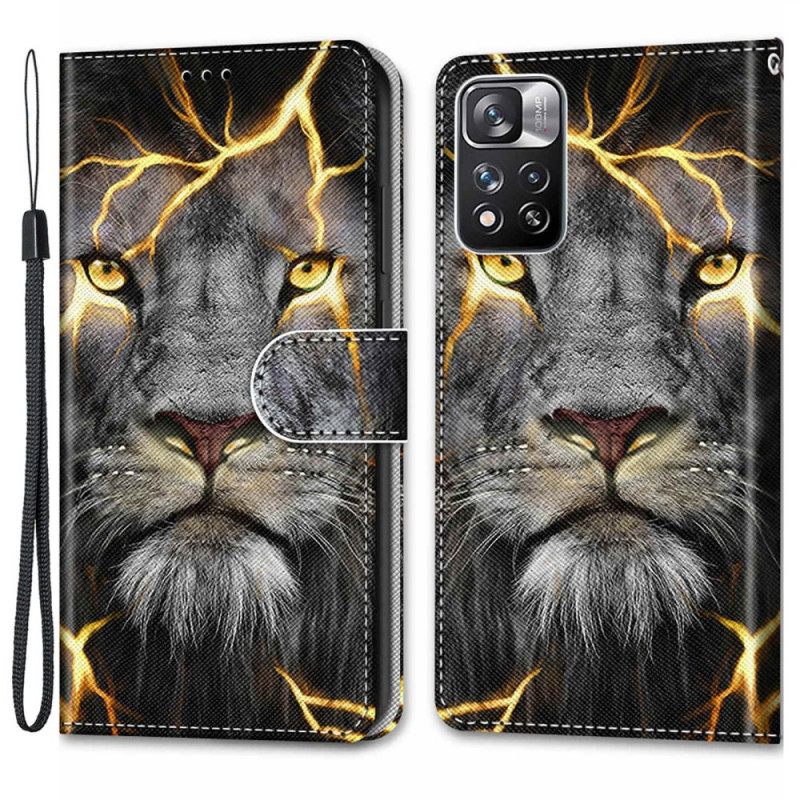 Κάλυμμα Xiaomi Redmi Note 11 Pro Plus 5G με κορδονι Feline On Fire Με Λουράκι