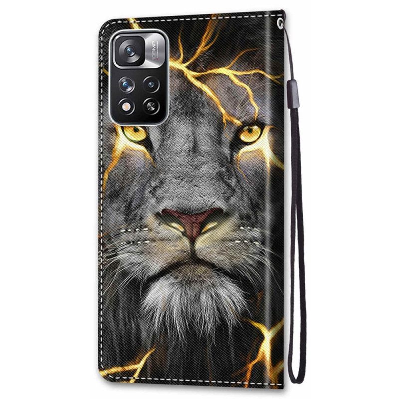 Κάλυμμα Xiaomi Redmi Note 11 Pro Plus 5G με κορδονι Feline On Fire Με Λουράκι