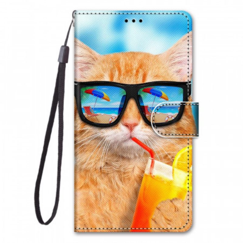 Θήκη Flip Xiaomi Redmi Note 11 Pro Plus 5G με κορδονι Strappy Star Cat