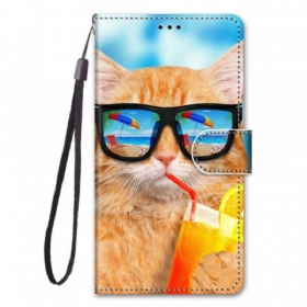 Θήκη Flip Xiaomi Redmi Note 11 Pro Plus 5G με κορδονι Strappy Star Cat