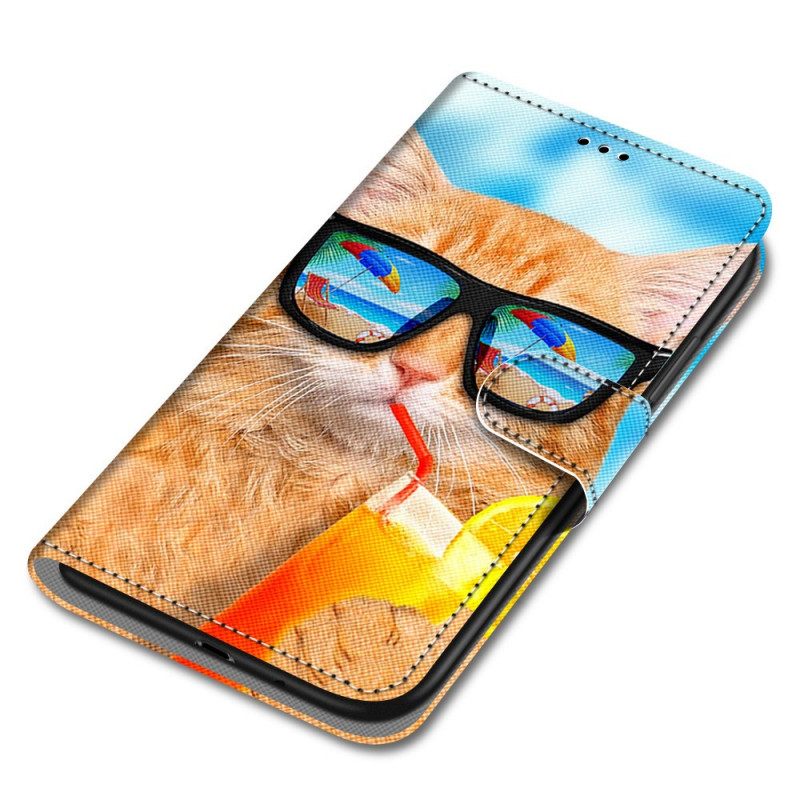 Θήκη Flip Xiaomi Redmi Note 11 Pro Plus 5G με κορδονι Strappy Star Cat