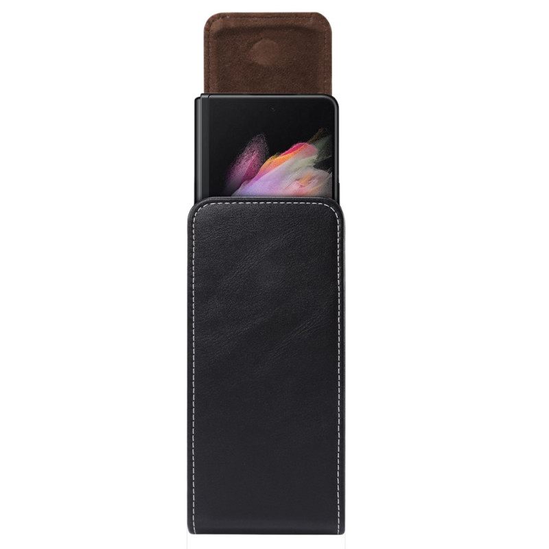 Κάλυμμα Samsung Galaxy Z Fold 4 Δερμάτινη Θήκη Ζώνης Από Μικροΐνες