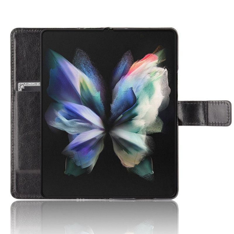 Κάλυμμα Samsung Galaxy Z Fold 4 με κορδονι Classic Strappy Smooth Faux Leather