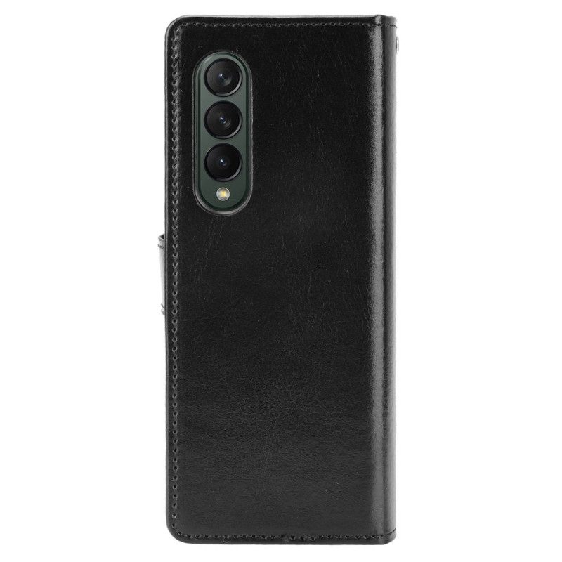 Κάλυμμα Samsung Galaxy Z Fold 4 με κορδονι Classic Strappy Smooth Faux Leather