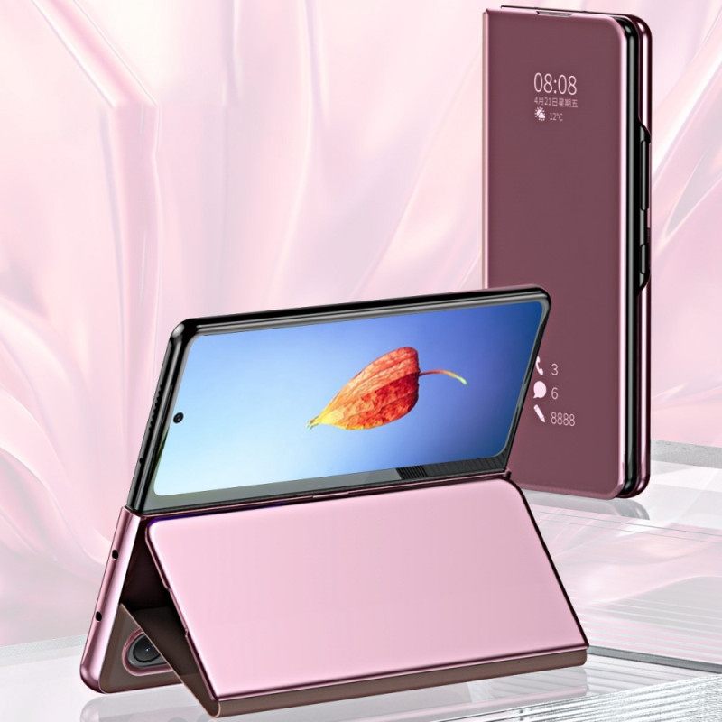 θηκη κινητου Samsung Galaxy Z Fold 4 Θήκη Flip Καθρέφτης Και Διαφάνεια