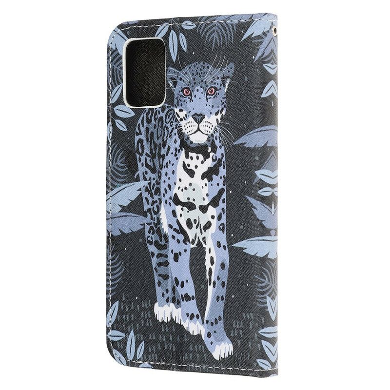 δερματινη θηκη Samsung Galaxy A41 με κορδονι Strappy Leopard