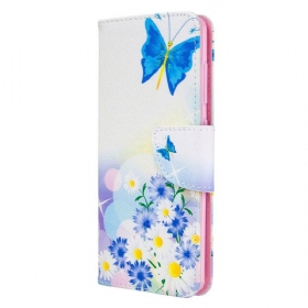 δερματινη θηκη Samsung Galaxy A41 Ζωγραφισμένες Πεταλούδες Και Λουλούδια