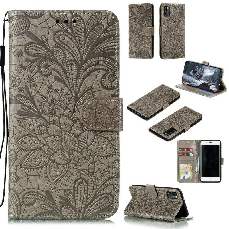 Κάλυμμα Samsung Galaxy A41 με κορδονι Strap Tribal Flowers