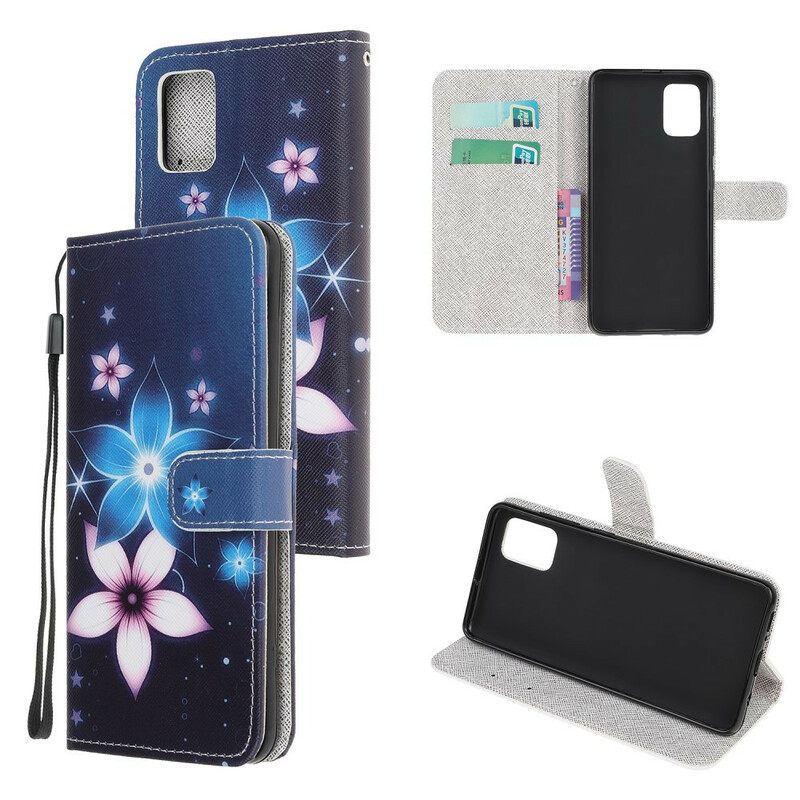 Θήκη Flip Samsung Galaxy A41 με κορδονι Λουλούδια Lunar Strap