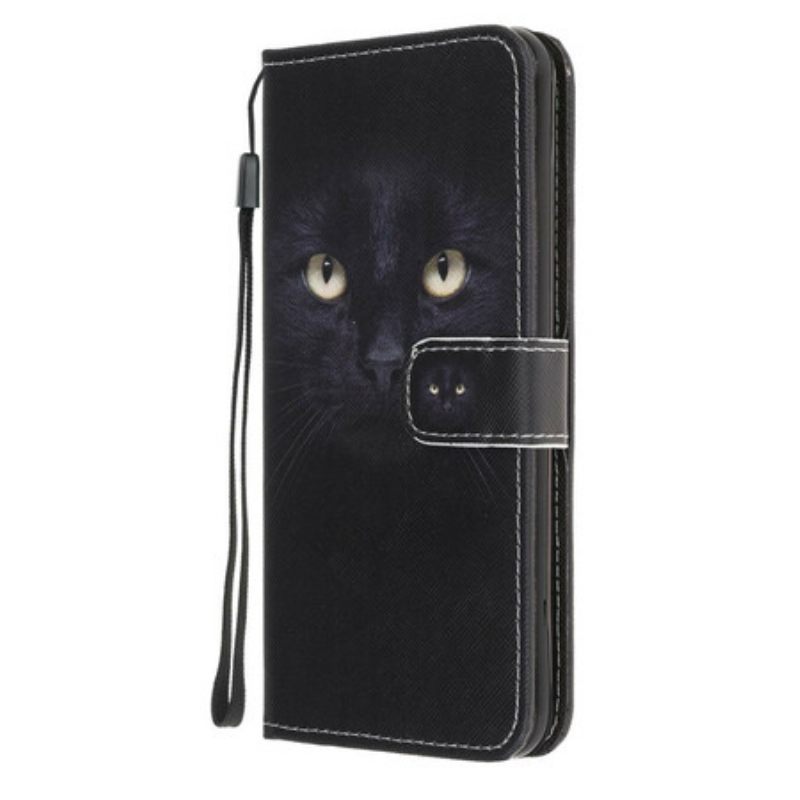 Θήκη Flip Samsung Galaxy A41 με κορδονι Strappy Black Cat Eyes