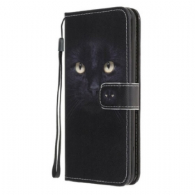 Θήκη Flip Samsung Galaxy A41 με κορδονι Strappy Black Cat Eyes