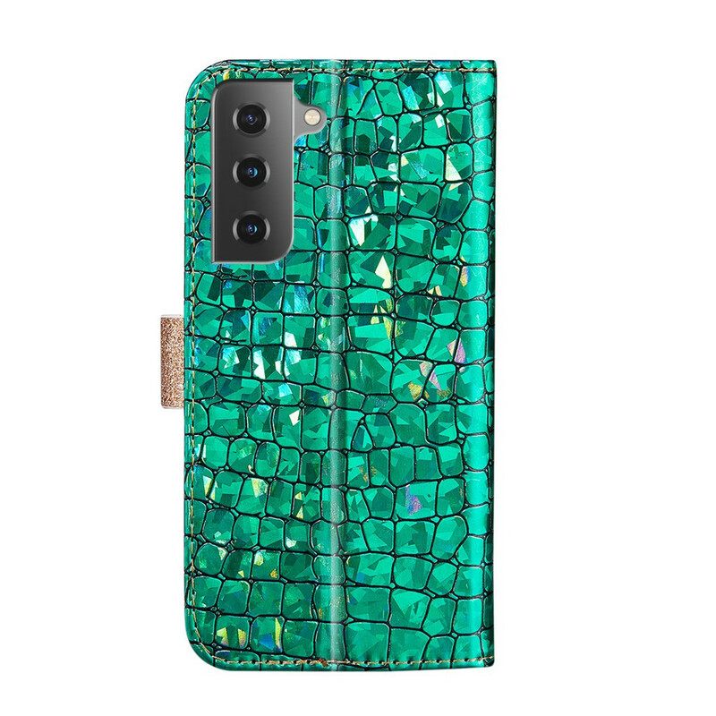 δερματινη θηκη Samsung Galaxy S21 5G Crocodile Diamonds