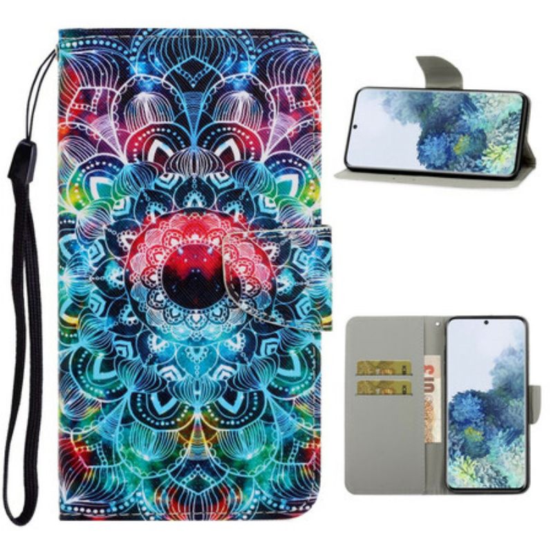 δερματινη θηκη Samsung Galaxy S21 5G με κορδονι Flashy Strappy Mandala