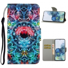 δερματινη θηκη Samsung Galaxy S21 5G με κορδονι Flashy Strappy Mandala