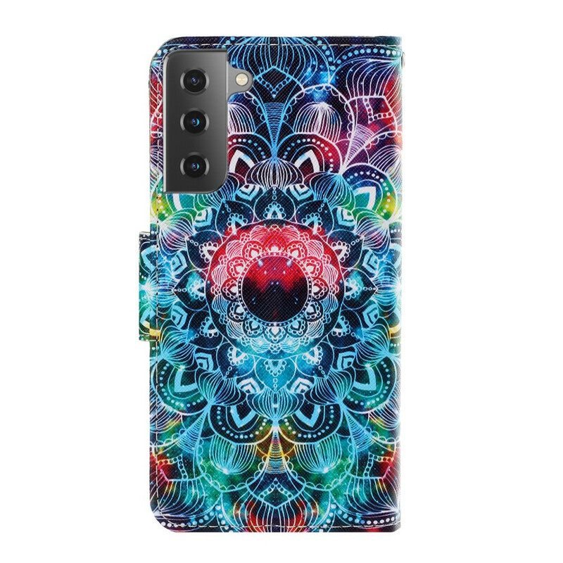 δερματινη θηκη Samsung Galaxy S21 5G με κορδονι Flashy Strappy Mandala