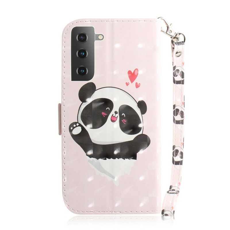 δερματινη θηκη Samsung Galaxy S21 5G με κορδονι Strappy Panda