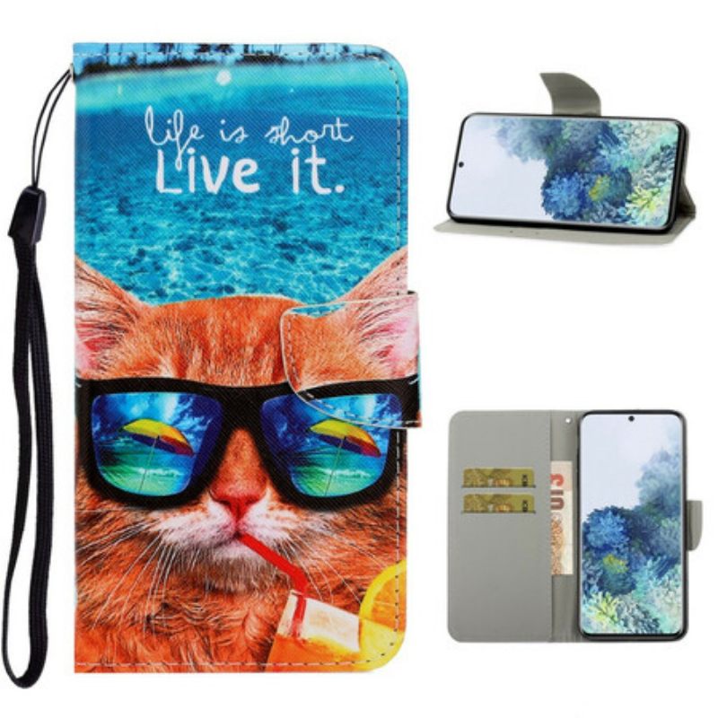 Κάλυμμα Samsung Galaxy S21 5G με κορδονι Cat Live It Strappy