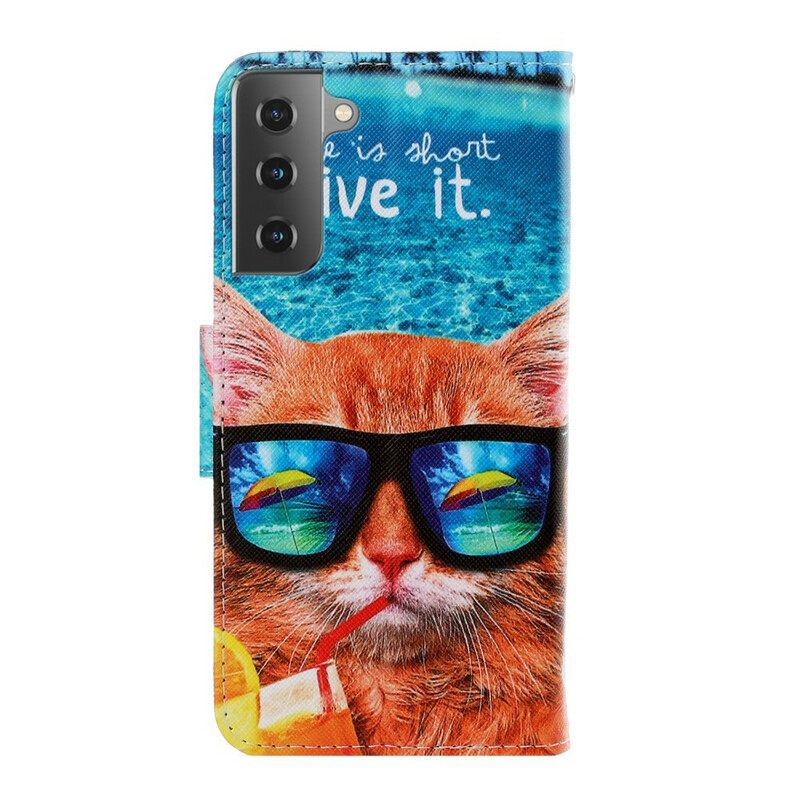 Κάλυμμα Samsung Galaxy S21 5G με κορδονι Cat Live It Strappy