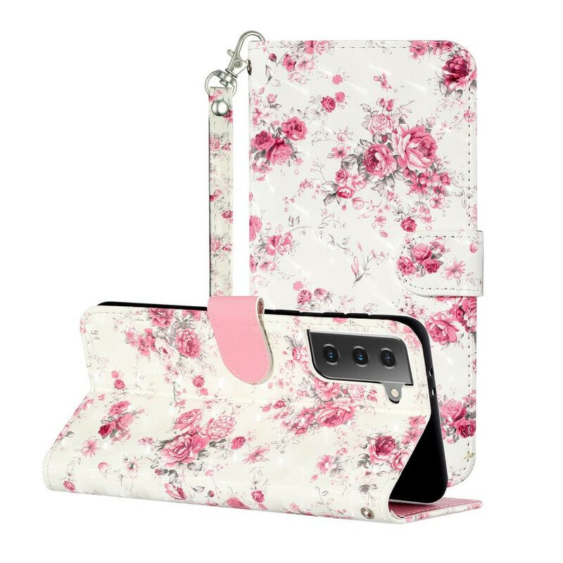 Κάλυμμα Samsung Galaxy S21 5G με κορδονι Strap Light Spot Flowers