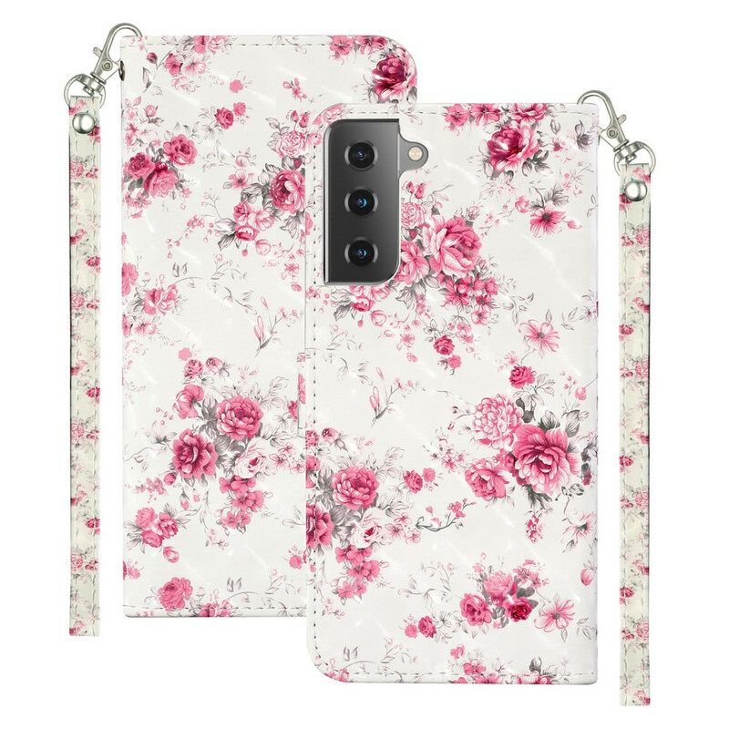 Κάλυμμα Samsung Galaxy S21 5G με κορδονι Strap Light Spot Flowers