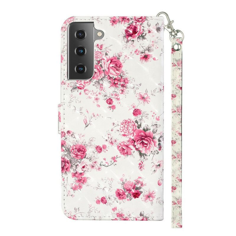 Κάλυμμα Samsung Galaxy S21 5G με κορδονι Strap Light Spot Flowers