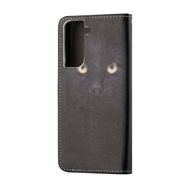 Κάλυμμα Samsung Galaxy S21 5G με κορδονι Strappy Black Cat Eyes