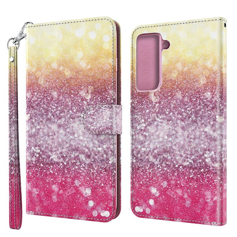 Θήκη Flip Samsung Galaxy S21 5G Magenta Glitter Gradient