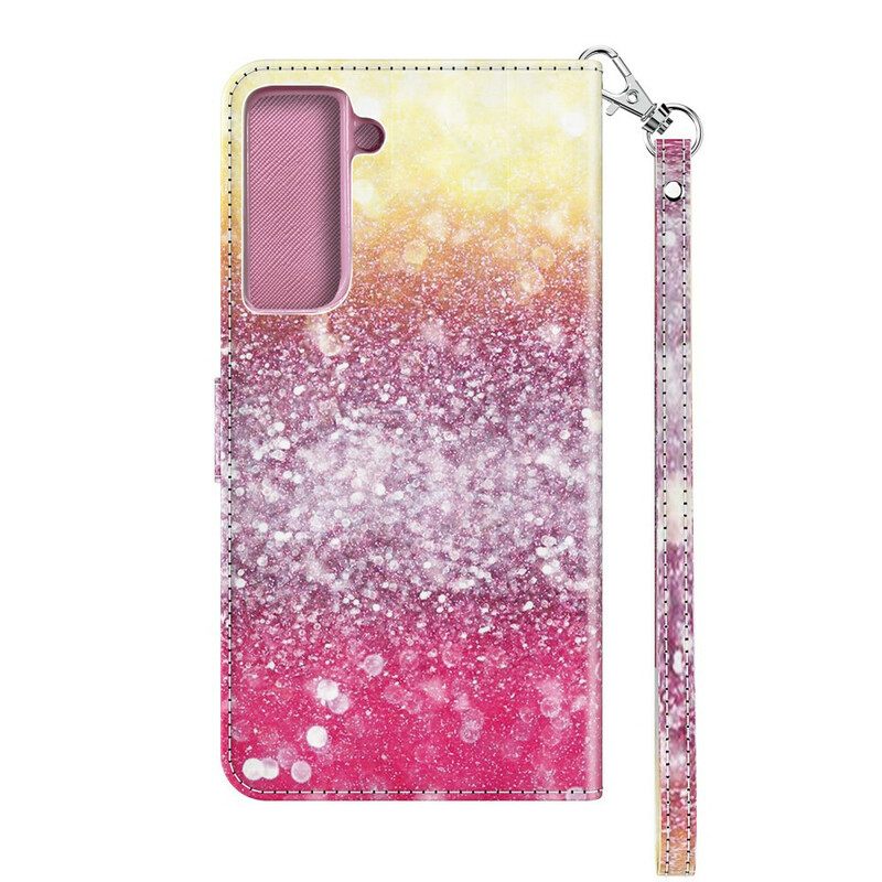 Θήκη Flip Samsung Galaxy S21 5G Magenta Glitter Gradient