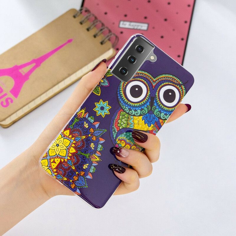 θηκη κινητου Samsung Galaxy S21 5G Fluorescent Owl Mandala