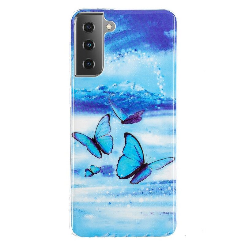 Θήκη Samsung Galaxy S21 5G Σειρά Fluorescent Butterflies