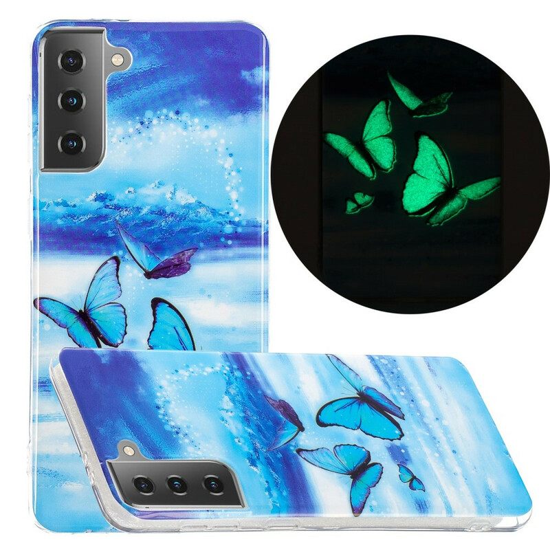 Θήκη Samsung Galaxy S21 5G Σειρά Fluorescent Butterflies