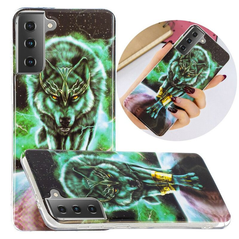 Θήκη Samsung Galaxy S21 5G Σειρά Fluorescent Wolf