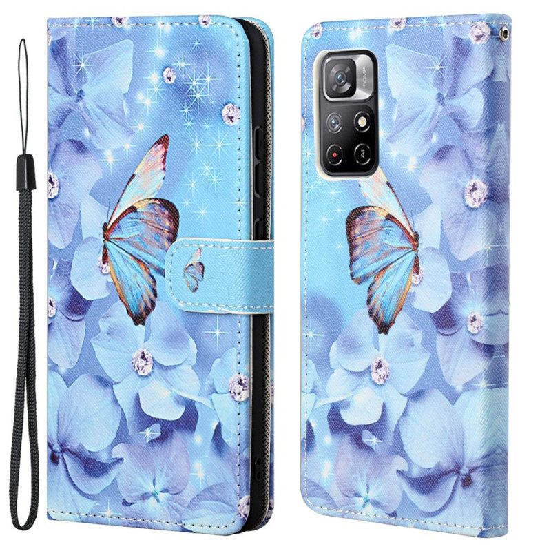 Κάλυμμα Poco M4 Pro 5G με κορδονι Strappy Diamond Butterflies