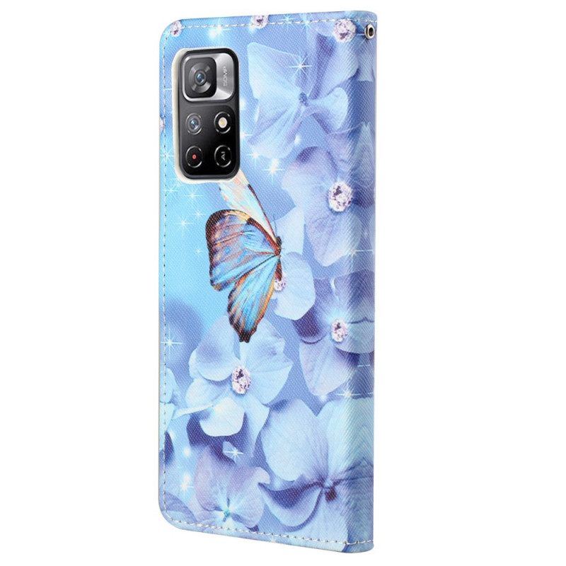 Κάλυμμα Poco M4 Pro 5G με κορδονι Strappy Diamond Butterflies