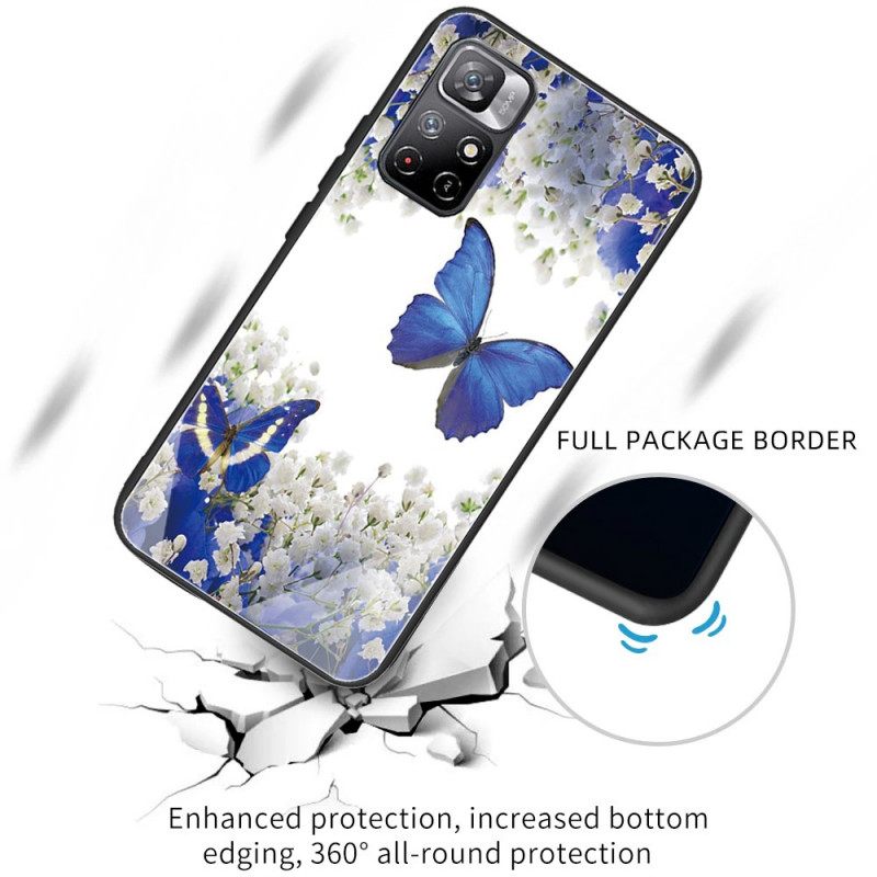 Θήκη Poco M4 Pro 5G Πεταλούδες Σχέδιο Tempered Glass