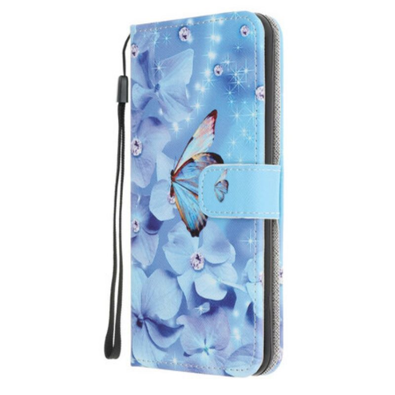 Κάλυμμα Samsung Galaxy A52 4G / A52 5G / A52s 5G με κορδονι Strappy Diamond Butterflies