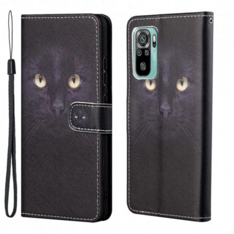 Κάλυμμα Xiaomi Redmi 10 με κορδονι Strappy Black Cat Eyes