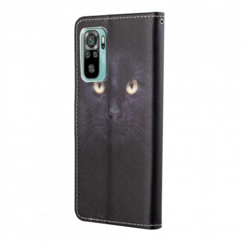 Κάλυμμα Xiaomi Redmi 10 με κορδονι Strappy Black Cat Eyes