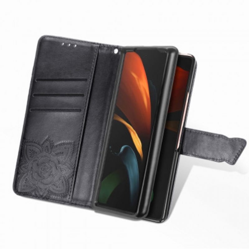 δερματινη θηκη Samsung Galaxy Z Fold 2 Σχέδιο Πεταλούδας Με Κορδόνι