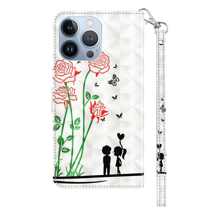 Κάλυμμα iPhone 14 με κορδονι Lanyard Love Dandelions